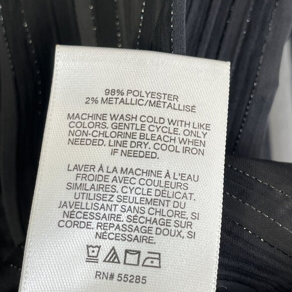 NEW Express Portofino Shirt Womens Large Slim Fit Black Sheer Ruffle Neck Blouse - Picture 5 of 11